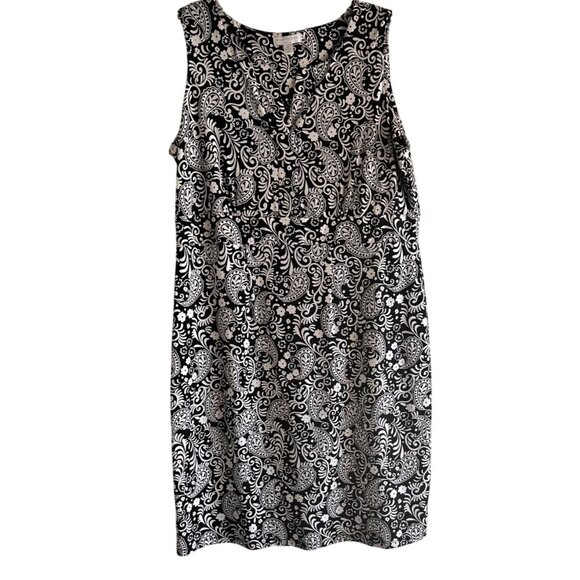 Charter Club Size 0X  Sleeveless Black NWhite Paisley Dress Nylon Spandex - Picture 1 of 7
